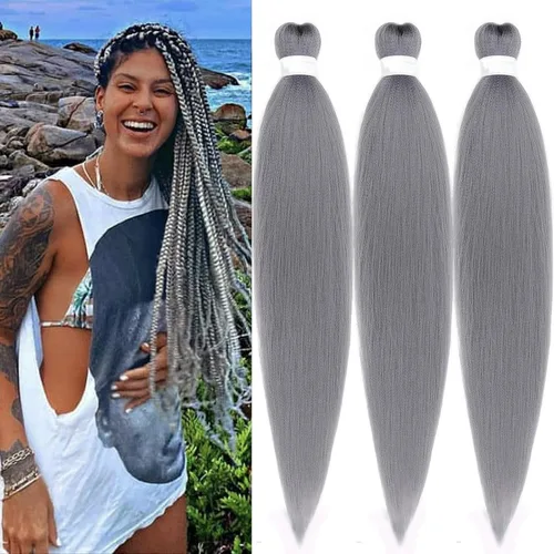 Miniatura 55 de Cabello para Trenzar Naranja Jengibre Pre-Estirado Kanekalo Cabello para Trenzar Pre-estirado 26 pulgadas Extensiones de Cabello Sintético