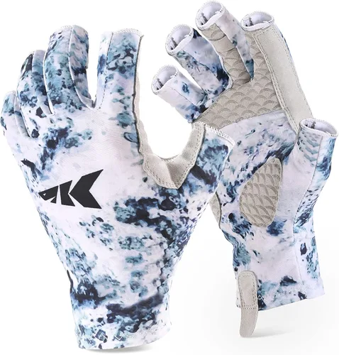 KastKing La Sal Guantes de pesca UPF50+ Guantes de sol Guantes de protección UV Guantes sin dedos para hombres y mujeres para exteriores, kayak,