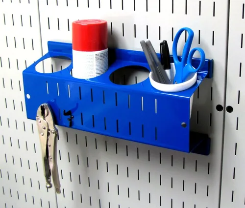 Miniatura 4 de Wall Control Soporte para latas de aerosol y organizador de latas de aerosol, tablero de clavijas y tablero de herramientas ranurado, color azul