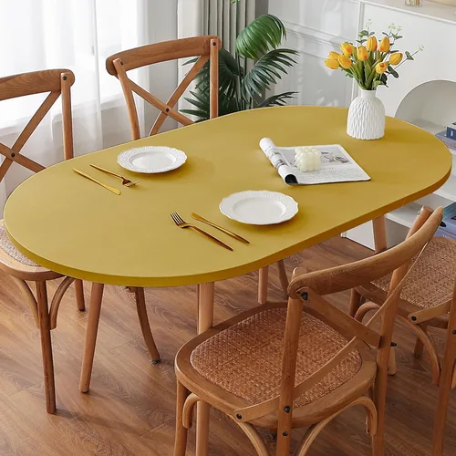Miniatura 12 de Mantel redondo de elastano, suave y agradable a la piel, sin pelusas, funda de mesa de tela transpirable con banda elástica para comedor, reunión