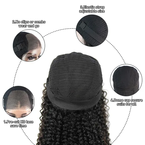 Miniatura 6 de Peluca Bob sin pegamento de llevar y usar cabello humano liso, 6x4 precortada con encaje HD sin pegamento, prearrancada, pelucas con cierre frontal