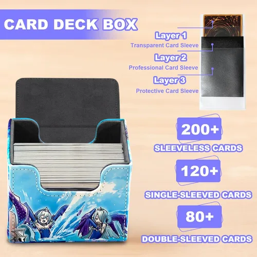 Miniatura 3 de Caja de almacenamiento para baraja de cartas, se adapta a YGO MTG, caja de almacenamiento de más de 100 cartas para juegos de cartas coleccionables