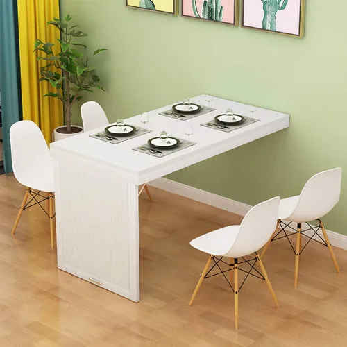 Miniatura 5 de Mesa plegable invisible de madera maciza montada en la pared, mesa de comedor flotante, escritorio de computadora multifunción, mesas de bar