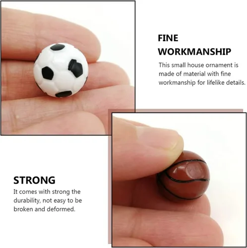 Miniatura 5 de Kisangel Juego de 10 piezas de resina deportiva de fútbol, casa de muñecas de fútbol, mini juego de baloncesto para casa de muñecas, suministros