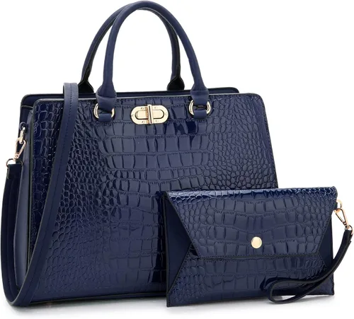 Dasein Bolsos de mano para mujer bolsos de mano con asa superior bolsos de trabajo bolsos de hombro con embrague a juego juego de 2 piezas