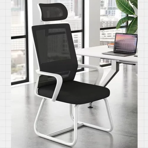 Miniatura 8 de Silla de oficina ergonómica, sillas de escritorio de oficina en casa, silla de oficina de malla, silla ejecutiva de malla con reposacabezas Blanco B