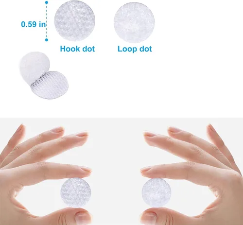 Miniatura 2 de Puntos autoadhesivos, adhesivo fuerte, 1550 unidades (775 pares) de nailon adhesivo de 0.59 pulgadas de diámetro, puntos con cintas adhesivas