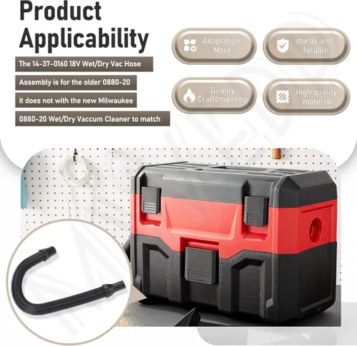 Miniatura 5 de 14-37-0160 Manguera de aspiradora de repuesto antigua 0880-20 compatible con limpiador de vacío húmedo y seco 0880-20 de 18 V