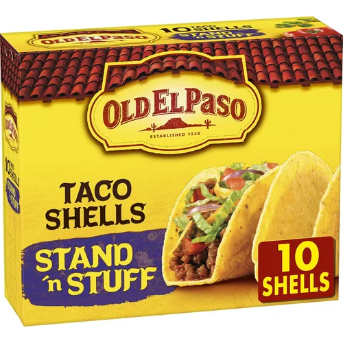 Miniatura 12 de Old El Paso Stand 'N Stuff Bold Nacho Cheese - Conchas de taco con sabor a queso de nacho, 10 unidades (paquete de 6)