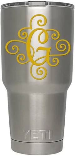 Miniatura 41 de Monogram - Calcomanía troquelada/vinilo adhesivo. Haga clic para opciones de color/letra. Disponible en cuatro colores y todas las letras de la A
