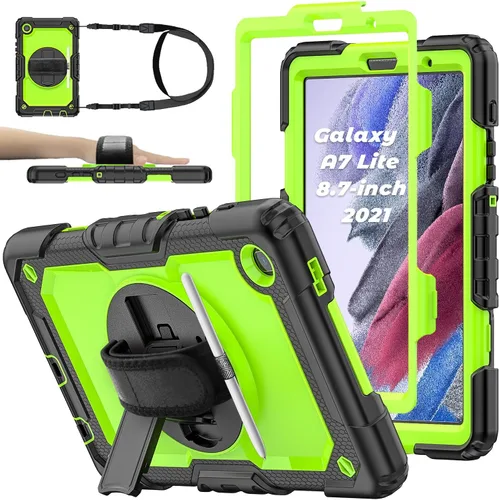 Miniatura 13 de Funda protectora para Samsung Galaxy Tab A7 Lite de 8.7 pulgadas 2021 (SM-T220/T225), con protector de pantalla, correa de mano, soporte para Negro
