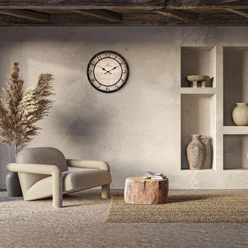 Miniatura 3 de Lafocuse Reloj de pared negro silencioso de 12 pulgadas, funciona con pilas, reloj de pared de granja para cocina, sala de estar, decoración rústica