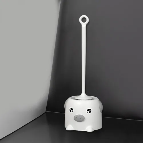 Miniatura 2 de Cepillo de inodoro, lindo cepillo y soporte para inodoro con base en forma de cerdo para baño (blanco)