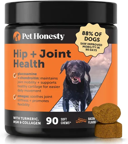 PetHonesty - Masticables suaves para la salud de cadera y articulaciones en perros, suplemento para articulaciones con glucosamina, condroitina,