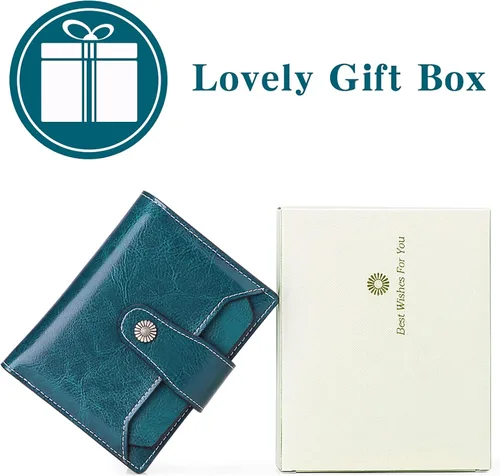 Miniatura 6 de FALAN MULE - Cartera de cuero auténtico para mujer pequeña plegable compacta con interferencia de radiofrecuencia RFID
