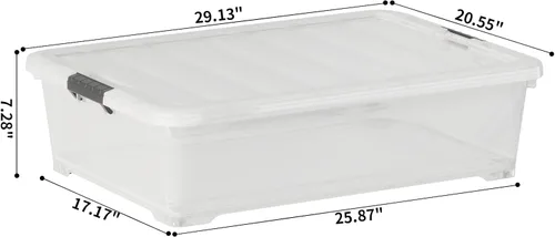 Miniatura 2 de Morcte Cajas de almacenamiento de plástico de 40 cuartos de galón, contenedor de almacenamiento de plástico transparente debajo de la cama
