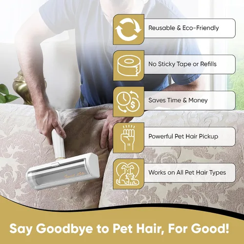 Miniatura 8 de Removedor de pelo de mascotas y rodillo de pelusa reutilizable – Removedor de pelo de gatos y perros para muebles, sofá, alfombra, ropa de cama