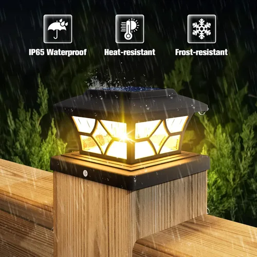 Miniatura 2 de VOLISUN Luces Solares para Postes Exteriores, Luces Solares para Postes de Valla de 4x4 Vinilo/Madera, Luz Solar Negra Impermeable para Poste