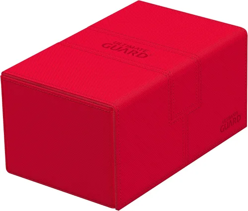 Miniatura 28 de Ultimate Guard Twin Flip'n'Tray 200+, estuche para mazo para 200 tarjetas TCG de doble manga + bandeja de dados, color rojo, cierre magnético