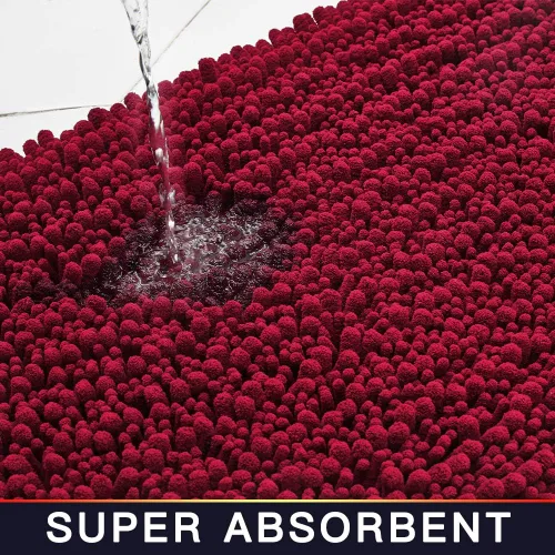 Miniatura 87 de Walensee Alfombra de baño antideslizante (24x17 pulgadas, rosa polvoriento) absorbente de agua, súper suave, lanuda de felpilla, lavable a máquina