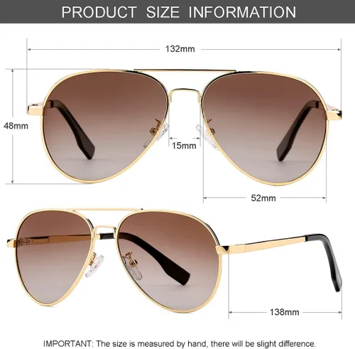 Miniatura 187 de Gleyemor Lentes de sol polarizados estilo aviador para niños y niñas, jóvenes, adolescentes, dos tamaños de 1.969 in y 2.047 in