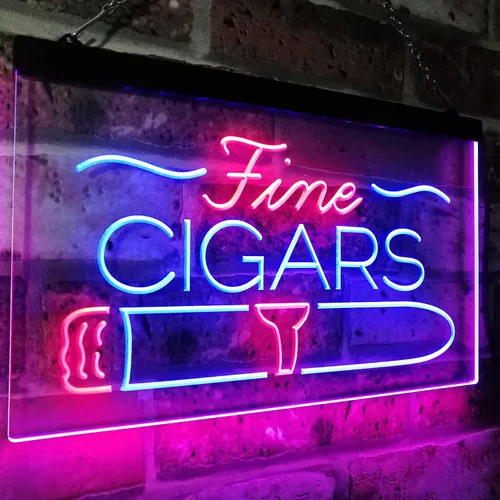 Miniatura 2 de Fine Cigars Shop - Letrero de neón LED de doble color, para sala de fumadores, cueva, azul y rojo, 16 x 12 pulgadas, st6s43-i2510-br
