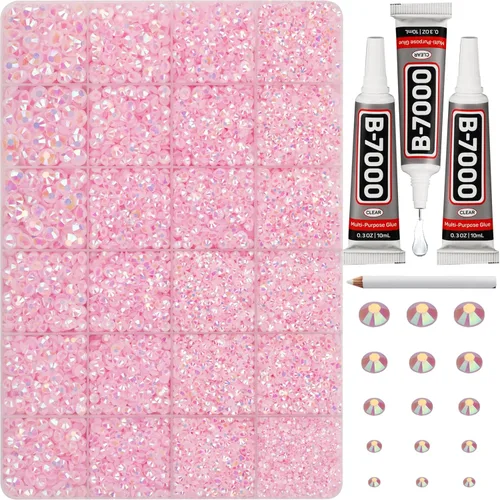 Miniatura 32 de 31000 piezas de diamantes de imitación para hacer brillar, kit de 3 mm de diamantes de imitación con parte trasera plana para manualidades, ropa