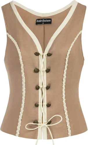 Scarlet Darkness Chaleco renacentista para mujer, chaleco vintage de lino, corsé con cordones, disfraz medieval