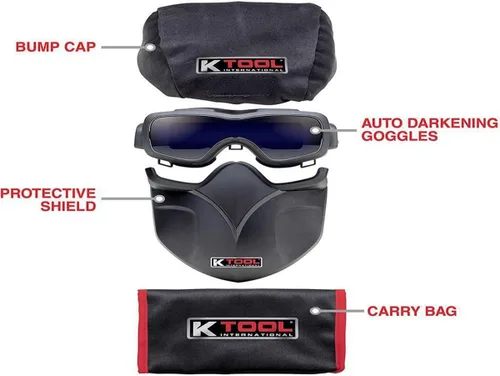Miniatura 7 de K Tool International 70046 Kit de gafas de soldadura para oscurecimiento automático para garajes, talleres de reparación y bricolaje, ligero, 5-13