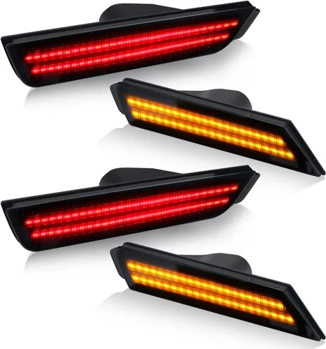 D-Lumina Luces LED de marcador lateral con lente ahumada, color ámbar y rojo, compatibles con Chevy Camaro 2010-2015, luces de marcador lateral de
