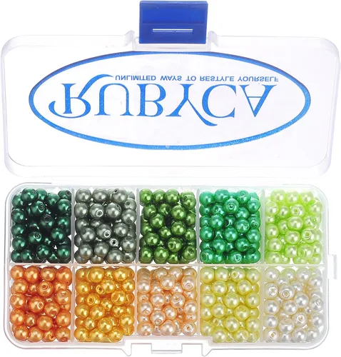 Miniatura 9 de RUBYCA Kit de cuentas redondas de vidrio checo para fabricación de joyas con caja de contenedores (600 piezas de 0.236 in de colores surtidos)