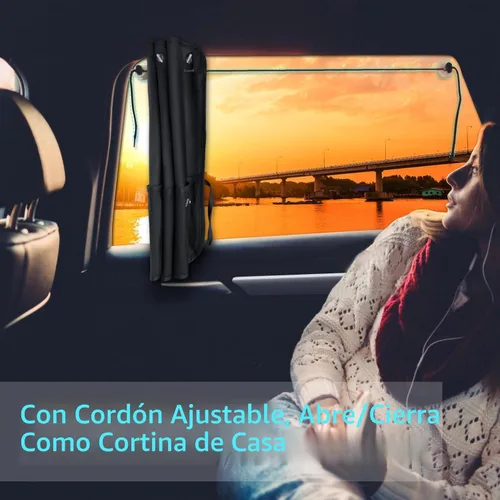 Miniatura 3 de Parasol para Ventana Lateral del Automóvil, 2 Piezas Parasol Opaco para Ventana del Automóvil para Privacidad del Bebé con Bolsillos de Red