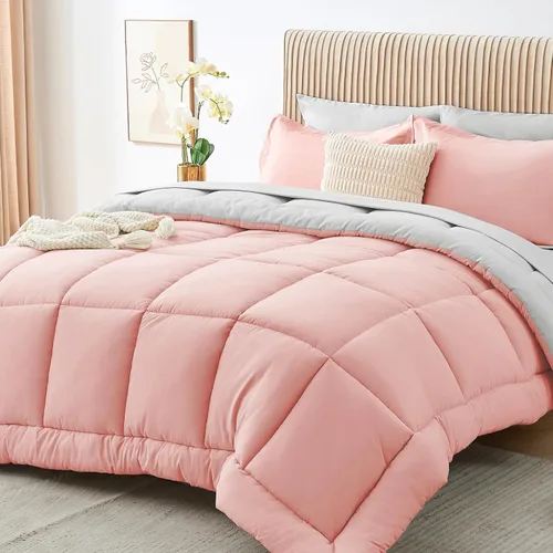 Miniatura 29 de Sasttie Juego de edredón tamaño individual, 5 piezas de cama reversible en una bolsa, juego completo de ropa de cama que incluye edredón, sábana