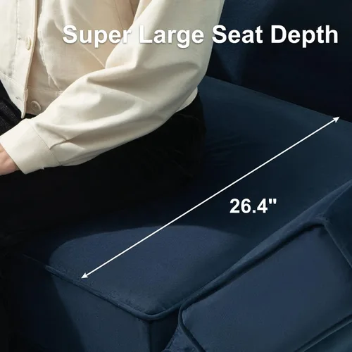 Miniatura 9 de Belffin Silla modular con brazo seccional con asiento de almacenamiento, sillón de terciopelo, sofá individual, silla de club azul