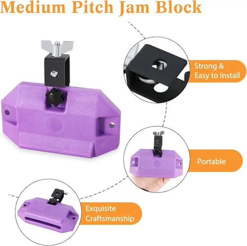 Miniatura 5 de RANMIG - Bloque de mermelada de paso medio, bloque de percusión de 5.9 pulgadas, bloques de percusión musical de plástico, kit de instrumentos