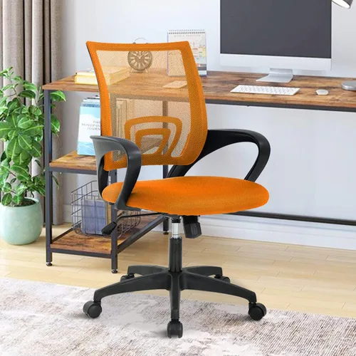 Silla de escritorio ergonómica, sillas de oficina ajustables, silla de computadora con ruedas y soporte lumbar, sillas de oficina con respaldo medio