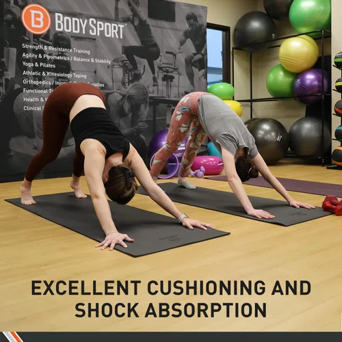 Miniatura 4 de Body Sport Esterilla de yoga, superficie antideslizante de alta densidad con absorción de golpes, ideal para yoga, pilates y entrenamientos en casa
