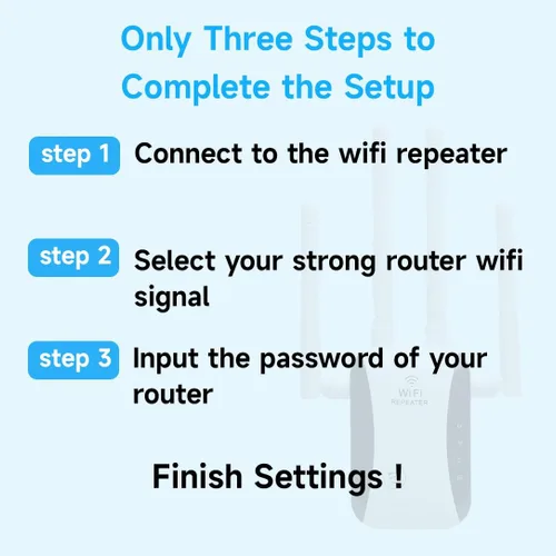 Miniatura 7 de Extensor WiFi repetidor WiFi amplificador de señal para área de hasta 10000 pies cuadrados y 50 dispositivos, antena WiFi externa x 4, puerto RJ45 x