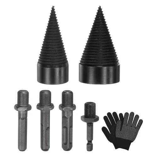 Miniatura 20 de M METERXITY Paquete de 1 broca divisora de madera de 1.260 in + 4 asas (cuadrada+redonda+vástago hexagonal+hexagonal pequeño) broca divisor de leña