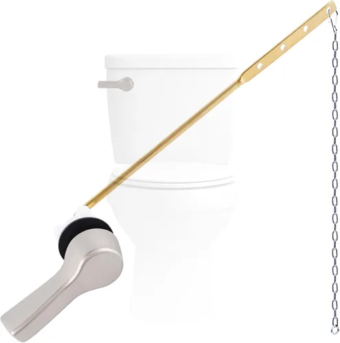 Hygie Rinse Manija de inodoro de metal con palanca de descarga de repuesto, manija universal de inodoro de montaje frontal con cadenas de solapa de