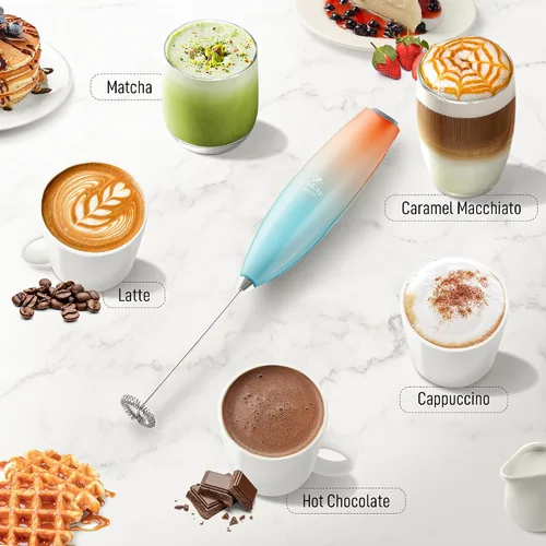 Miniatura 125 de Zulay Kitchen FrothMate Potente espumador de leche portátil y compacto para hacer espuma de mano, lattes, capuchinos Plateado transparente