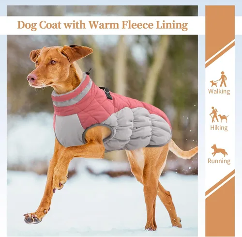 Miniatura 4 de Chaquetas para perros medianos, abrigo para perros medianos, abrigo de invierno cálido para mascotas con cierre de cremallera en la parte posterior