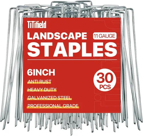 Paquete de 30 estacas de jardín, grapas de paisaje de 6 pulgadas con pasadores de metal para patio, estacas de césped, estacas de tienda, estacas de