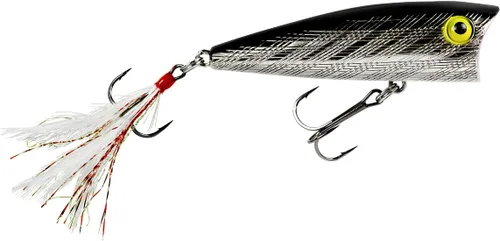 Miniatura 2 de Rebel Señuelo de pesca Pop-R con plumas Topwater Popper Plateado negro