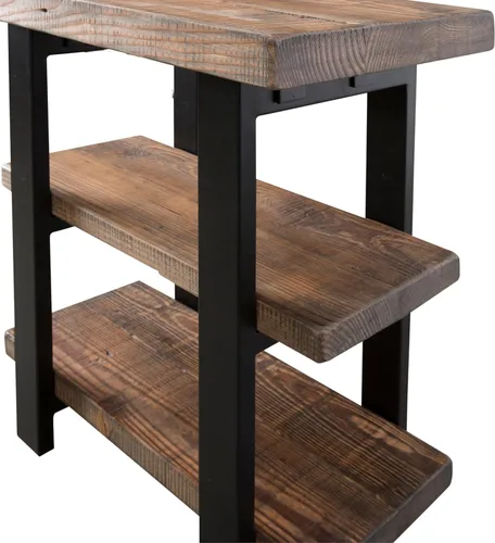 Miniatura 10 de Alaterre Furniture - Mesa auxiliar de 3 niveles de madera maciza Pomona con estantes de almacenamiento – Mesa lateral o mesita de noche rústica