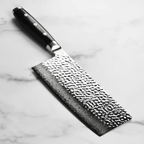 Miniatura 5 de Enso Cuchillo de chef chino de acero inoxidable de Damasco martillado VG10 de 7 pulgadas, fabricado en Japón