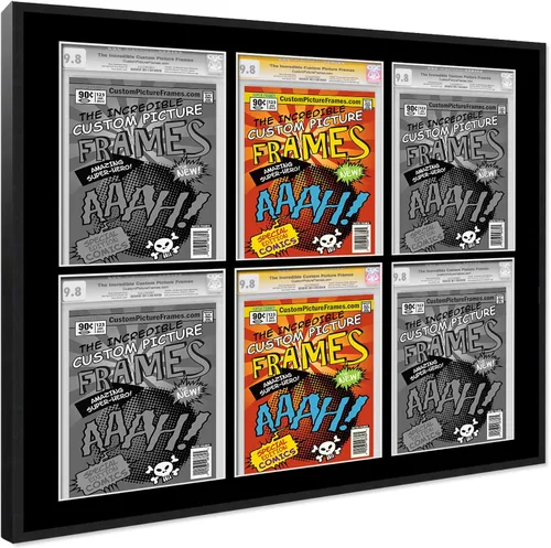 Miniatura 2 de Marco negro para cómics graduados Marco completo de cómics con paspartú de conservación negro y acrílico de grado UV Hecho para exhibir (6)