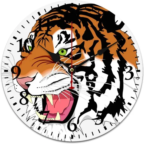 Miniatura 17 de Reloj de pared de madera de 12 pulgadas, reloj de pared de tigre majestuoso, movimiento de cuarzo, rayas de números arábigos, animales, vida Patrón 8