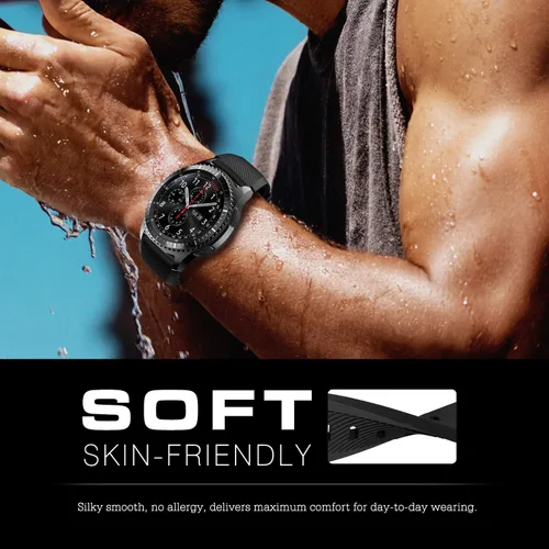 Miniatura 3 de TiMOVO Correa compatible con Samsung Gear S3 Frontier/Galaxy Watch 3 1.772 in/Galaxy Watch 1.811 in, 0.866 in Correa de silicona suave para S3 Negro