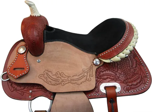 Miniatura 3 de Western Saddle Barril Racing Caballo Placer Trail Floral Herramientas Rodeo Cowboy Tack Set 15 16 17 18